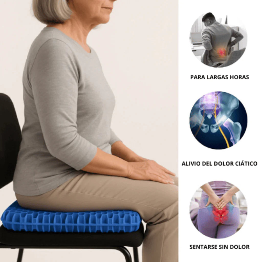 ☁️ Vuelve a disfrutar al sentarte | El Cojín de Gel que reduce la presión en espalda y caderas.